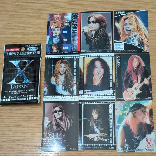 トレーディングカードコレクション X JAPAN 1PACK 9枚 YOSHIKI、TOSHI、HIDE、PATA、HEATH