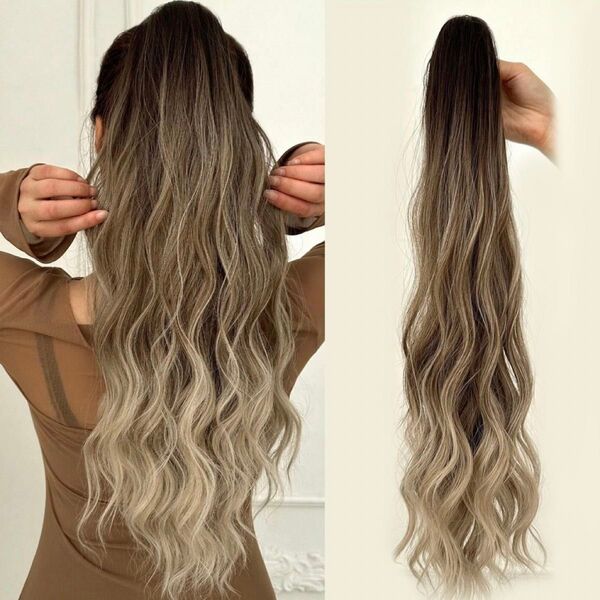ポニーテールウィッグ ロングウィッグ グラデーションカラー クリップ ヘアアレンジ イメチェン ギャル