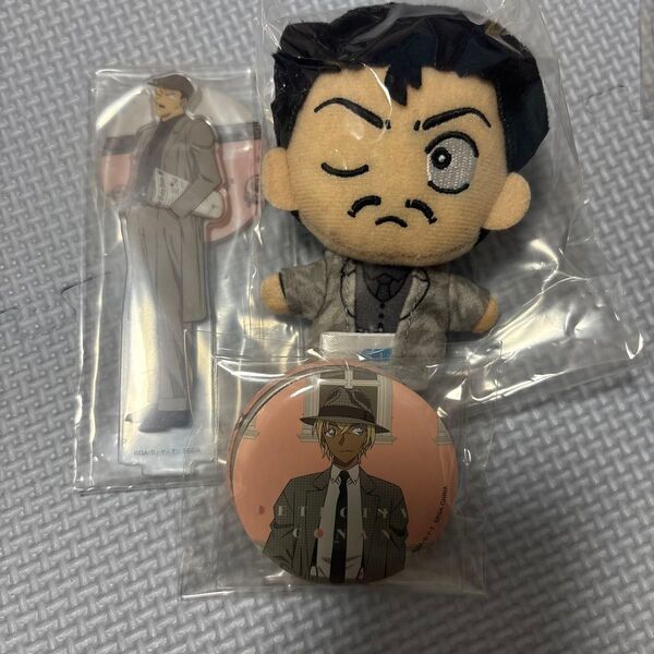 名探偵コナン セガラッキーくじ ぬいぐるみ マスコット ぬいぐるみマスコット 缶バッジ 毛利小五郎 安室透 アクリルスタンド