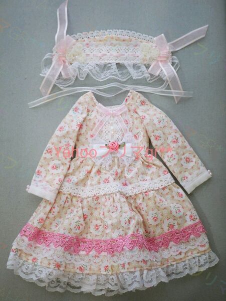 ドール ドレス 服 SDM MSD ワンピース ヘッドドレス 洋服 ピンク 小花柄 花柄 レース リボン 可愛い アウトフィット