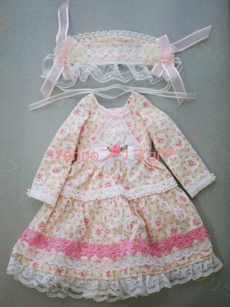 ドール ドレス 服 SDM MSD ワンピース ヘッドドレス 洋服 ピンク 小花柄 花柄 レース リボン 可愛い アウトフィット