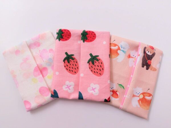 ハンドメイド 女の子用 ミニティッシュケース 3枚セット まとめ売り ピンク