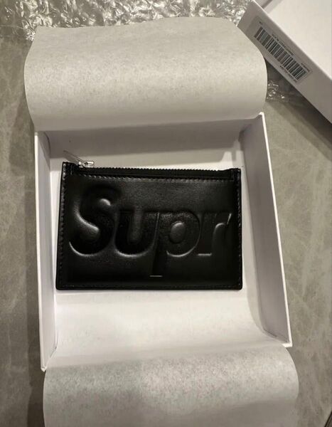 Supreme Leather Zip Card Holder black
