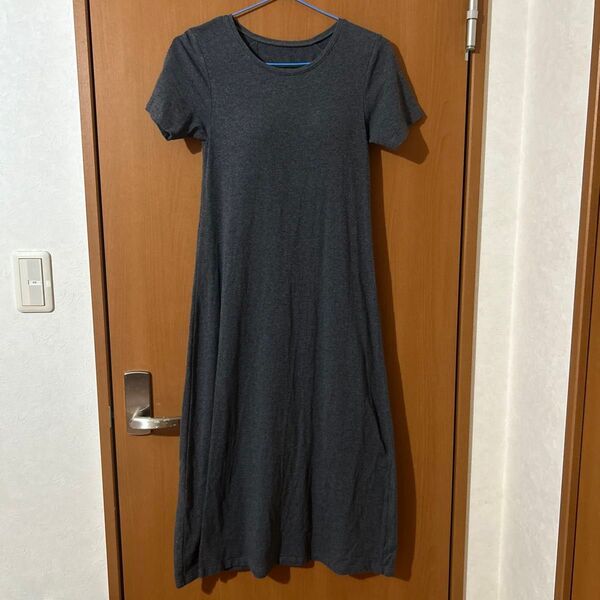 グレーのワンピース ブラトップ カップ付き ワンピース オーガニックコットン使用 ロング丈