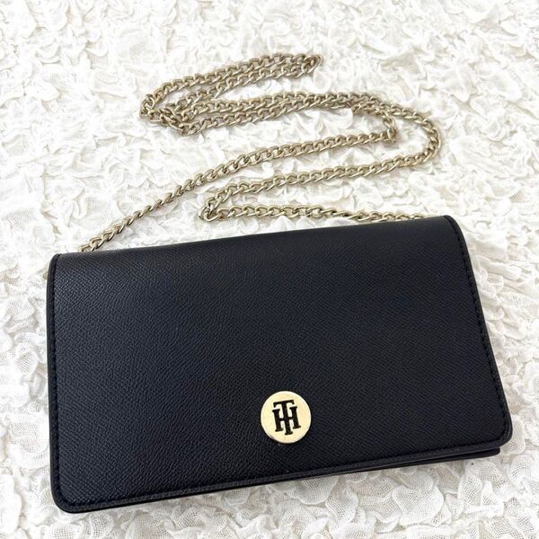 TOMMY HILFIGER チェーン ウォレット 長財布 ショルダー バッグ
