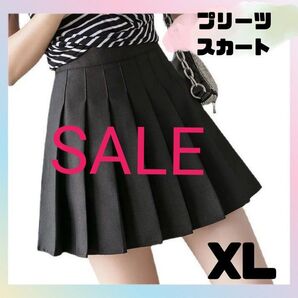 早い者勝ち XL 黒 プリーツスカート インナーパンツ付き ミニ シンプル ウエストゴム無