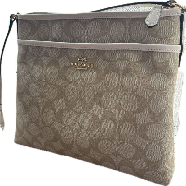 【極美品】COACH ショルダーバッグ シグネチャー ピンクベージュ