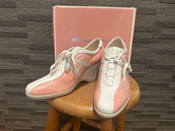未使用品!Hawkins Sport インヒールスニーカー ピンク×ホワイト 24cm