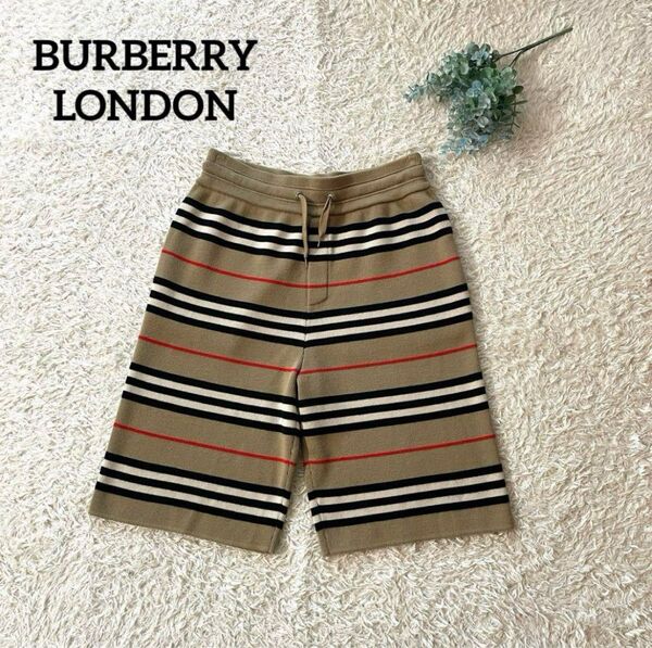 BURBERRY バーバリー ストライプニットショートパンツ ハーフパンツ ウール Sサイズ London England ウール