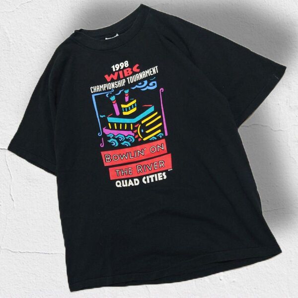 USA製 90s All Sports WIBC クルーネックTシャツ シングルステッチ ビンテージ 半袖 ブラック