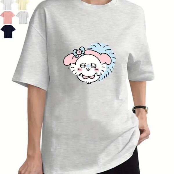 【希少】ちいかわモモンガマイメロコラボゆるかわ 半袖Tシャツ サンリオ かわいいキャラクターTシャツ グレー