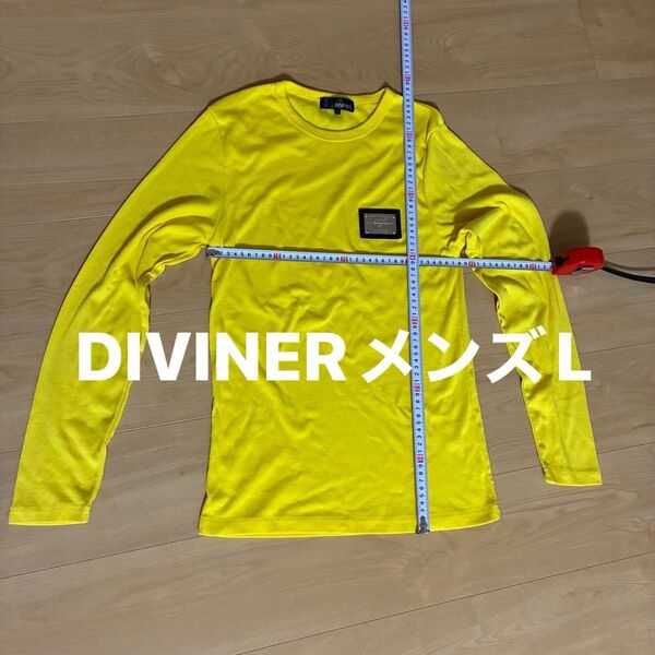 DIVINER ロンT イエロー メンズL 長袖Tシャツ ゴールドプレート付 未着用