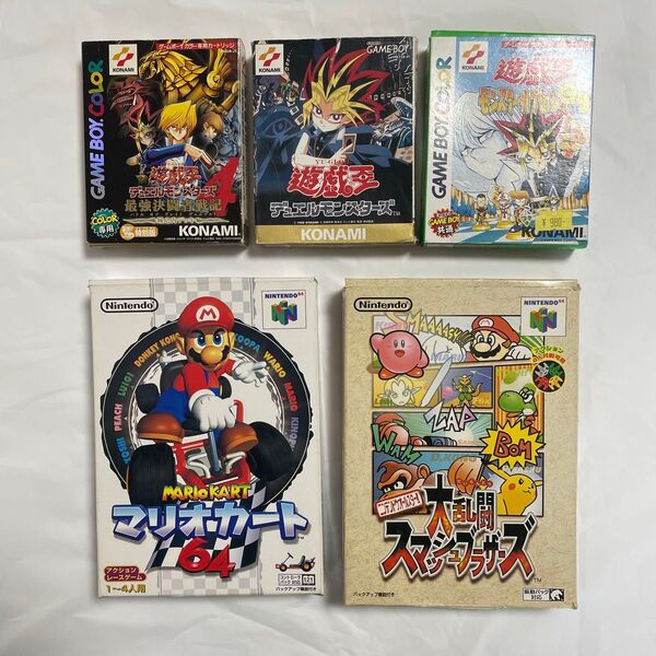 【空箱及び取説】遊戯王×3 マリオカート64 大乱闘スマッシュブラザーズ64 全5種