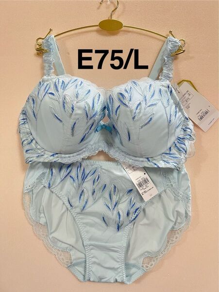 トリンプ プレミアム ゴールドレーベル TR3085 美しい谷間メイク ブルー 上下セット E75/L