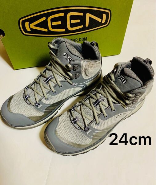KEEN TERRADORA MID WP 24cm グレー ハイキングシューズ アウトドア
