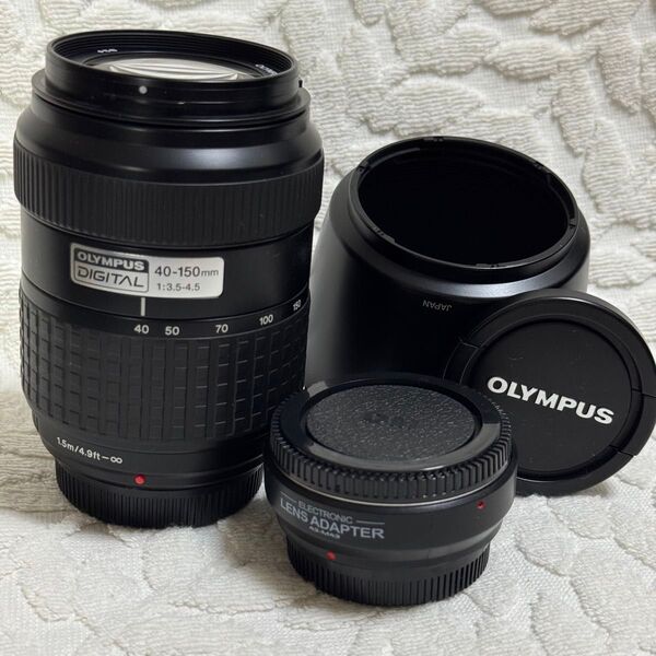 OLYMPUS Zuiko Digital 40-150mm F3.5-4.5 望遠ズームレンズ + マウントアダプタ