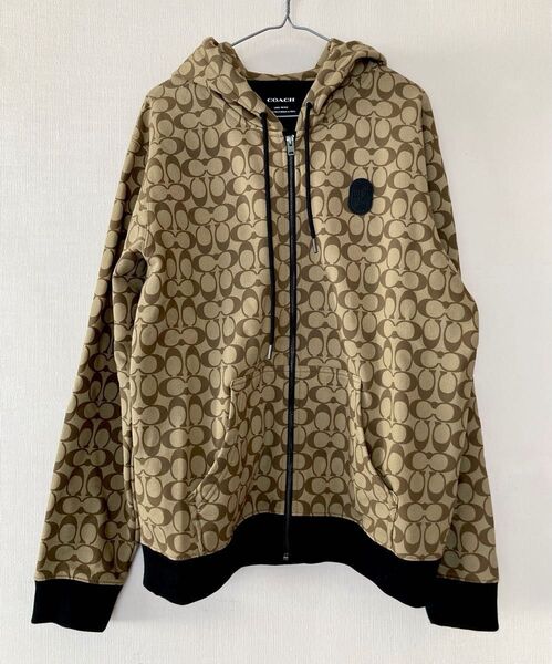 COACH シグネチャー柄 モノグラム ジップアップパーカー L