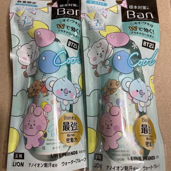 Ban バン 汗ブロック プラチナロールオン クールタイプ ナチュラルグリーンの香り BT21デザイン 40mL 薬用 制汗