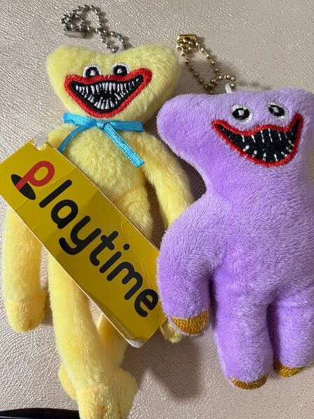 Huggy Wuggy ハギーワギー キーホルダー2点 イエロー パープル ぬいぐるみ マスコット