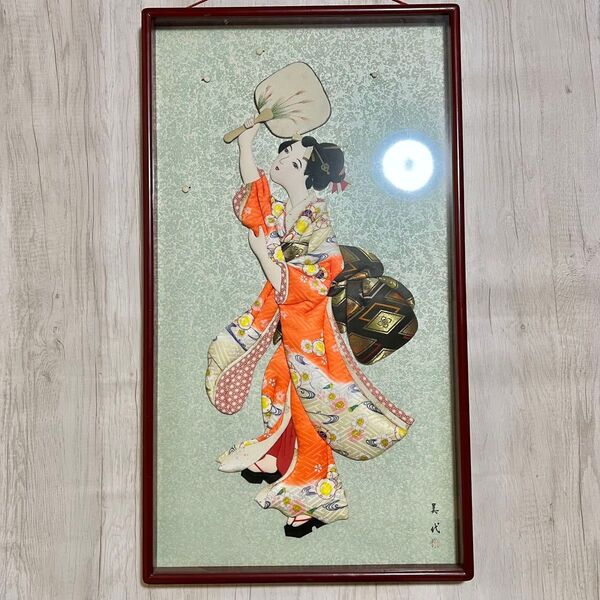 【一点物】押し絵 お衣装絵 御細工物 押絵 壁掛け 額面 希少レア 貴重 骨董品 年代物 伝統工芸品 アンティーク 美術品 アート