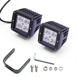 24V アルミボディ 垂直フィン 汎用 LED 12W 3インチ 6000K 2個セット フォグ 作業灯 ワークライト ライトポッド 重機 IP67 防水+防塵+耐震