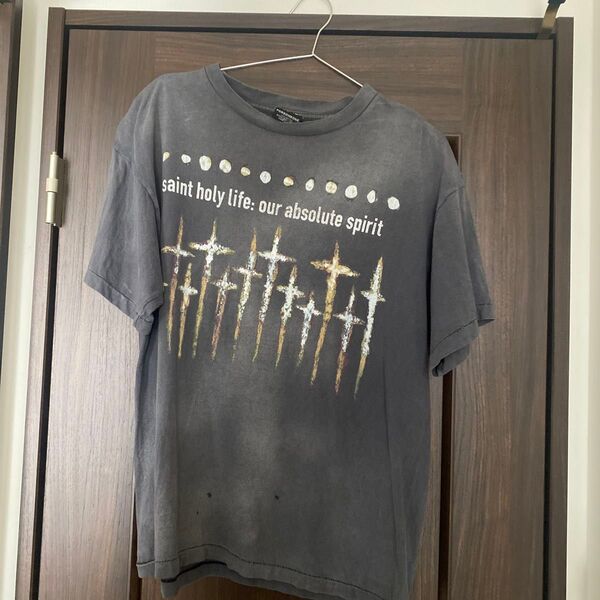 LサイズSAINT MICHAEL FORSOMEONE GOD セントマイケル ダメージ加工 ヴィンテージ 古着 半袖 Tシャツ