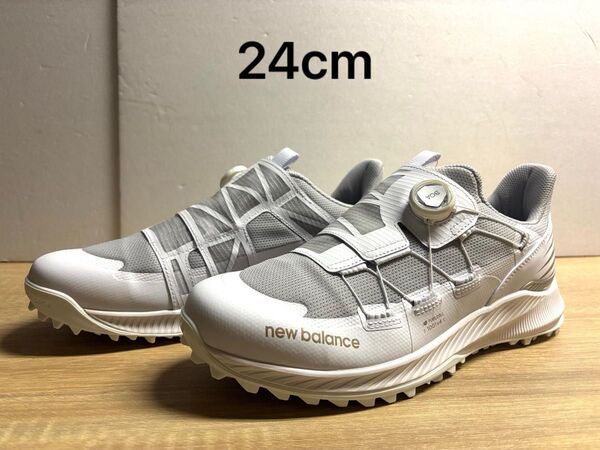未使用 24cm 2E ニューバランス ゴルフシューズ UGS1001W ホワイト FuelCell 1001 v4 SL BOA