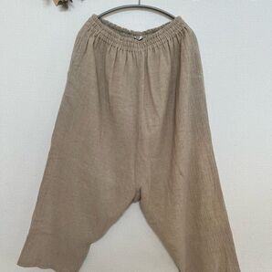 未使用品 RAKU また着たくなる服 コットンリネン サルエルパンツ F