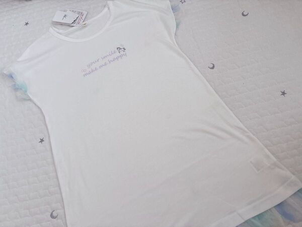 ユニコーン ワンピース 半袖 Tシャツ ホワイト 130cm レインボー レース 女の子服 子供服 半袖Tシャツ 新品未使用 夏服