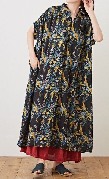 キューブシュガー 限定 カラフル 花柄 ボタニカル ビッグシャツ ロングワンピース