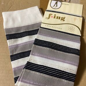 fukuske f *ing over knee オーバーニー ストッキング シャイニーボーダー リビエラサンド 福助 ソックス