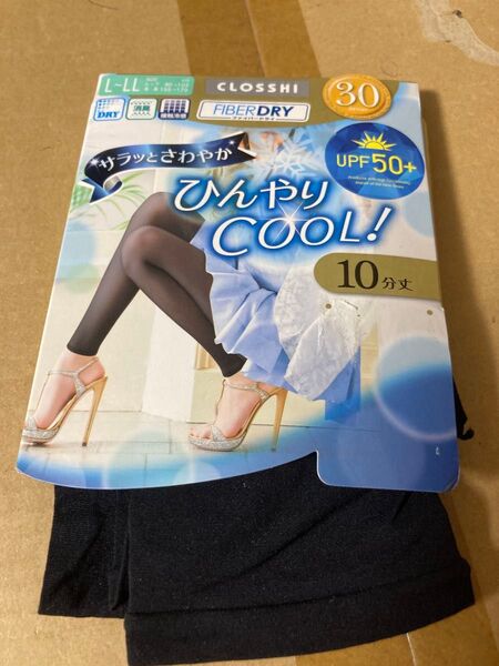closshi fiber dry 30デニール L-LL 10分丈 スパッツ ブラック ひんやり COOL! サラッとさわやか