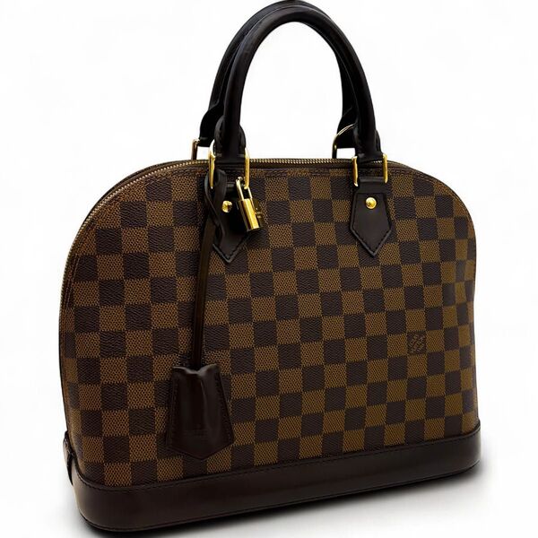 【極美品】ルイヴィトン LOUIS VUITTON ダミエ エベヌ アルマ PM ハンドバッグ ブラウン ゴールド金具 レザー