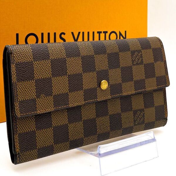 【極美品】ルイヴィトン LOUIS VUITTON ダミエ エベヌ ポルトフォイユ インターナショナル 三つ折り財布 お札入れ