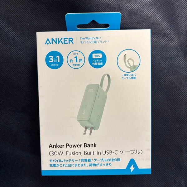 アンカー A1636N61 Power Bank 30W, Fusion, Built-In USB-C ケーブル 5000mAh