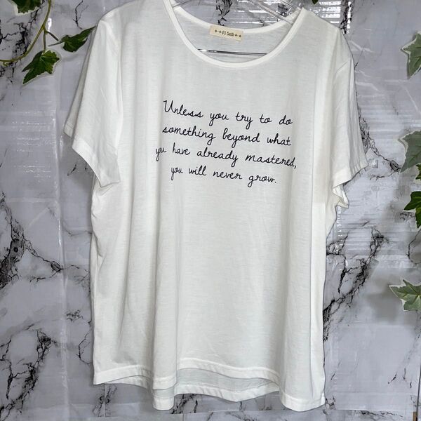 45R Tシャツ メッセージプリント ホワイト