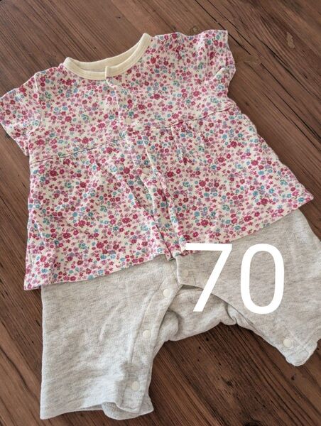 ベルメゾン ロンパース ベビー服 半袖 70 前置き 女の子