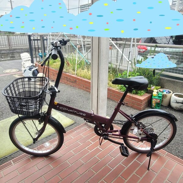 折り畳み自転車 フロント LED ライト付 前カゴ付