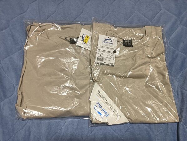 Find-Out 新品未開封 持続冷感−1℃コットンオーバーサイズ長袖Tシャツ 2枚セット グレー LLサイズ
