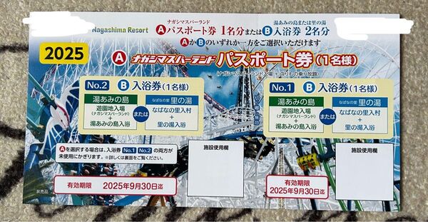 ナガシマスパーランド パスポート券 なばなの里 湯あみの島