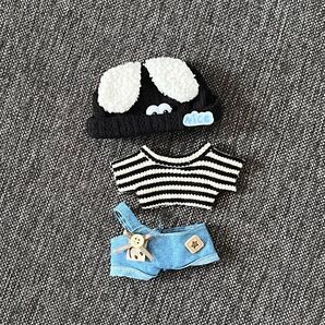 ぬい服 10cmぬいぐるみ用服 着せ替え 無属性 帽子 服 ズボン 3点セット G102