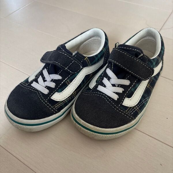 VANS 16㎝ キッズ スニーカー チェック柄 マジックテープ