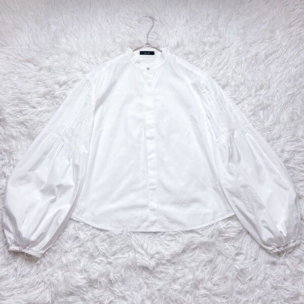 美品 24ss allureville アルアバイル ブロード袖 ピンタック ブラウス ノーカラー