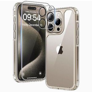 iPhone15Pro ソフトケース &ガラスフィルム クリア 携帯カバー