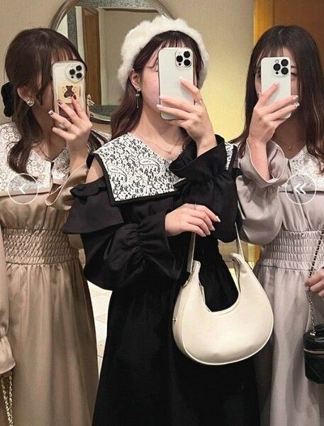 美品★アプレジュールapres jour レーススクエアカラーワンピース★