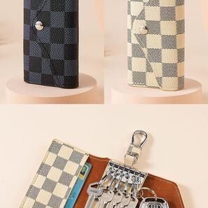 キーケース 2個セット ベージュと黒 チェック柄 新品 未使用