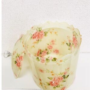KASHO グレースローズ 蓋付 円形ダストボックス アクリルおしゃれボックス 小物入れ 円形収納ボックス お菓子入れ