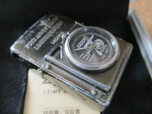 ZIPPO 『TIME LIGHT タイムライト 75周年記念 限定品』2005年6月製造 アルミケース付き 時計電池切れ オイルライター ジッポ－ 廃版激レア