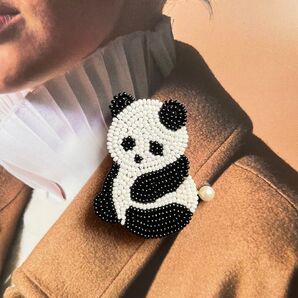 赤ちゃんパンダ ブローチ ビーズ刺繍 PANDA