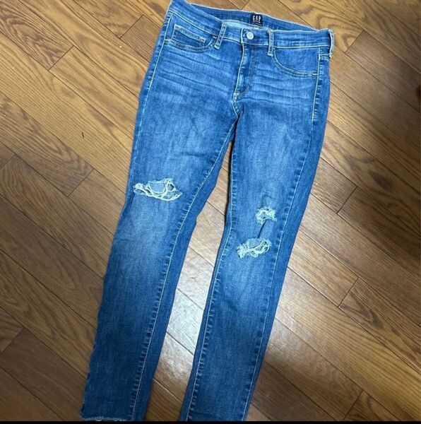 ギャップ ダメージデニム スキニー ストレッチ 26